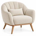 Sillón tapizado con acolchado acanalado, beige y marrón