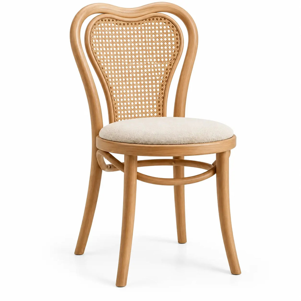 Silla con respaldo con detalles de entramado, beige y marrón