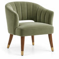 Silla con respaldo con acolchado acanalado, verde y marrón