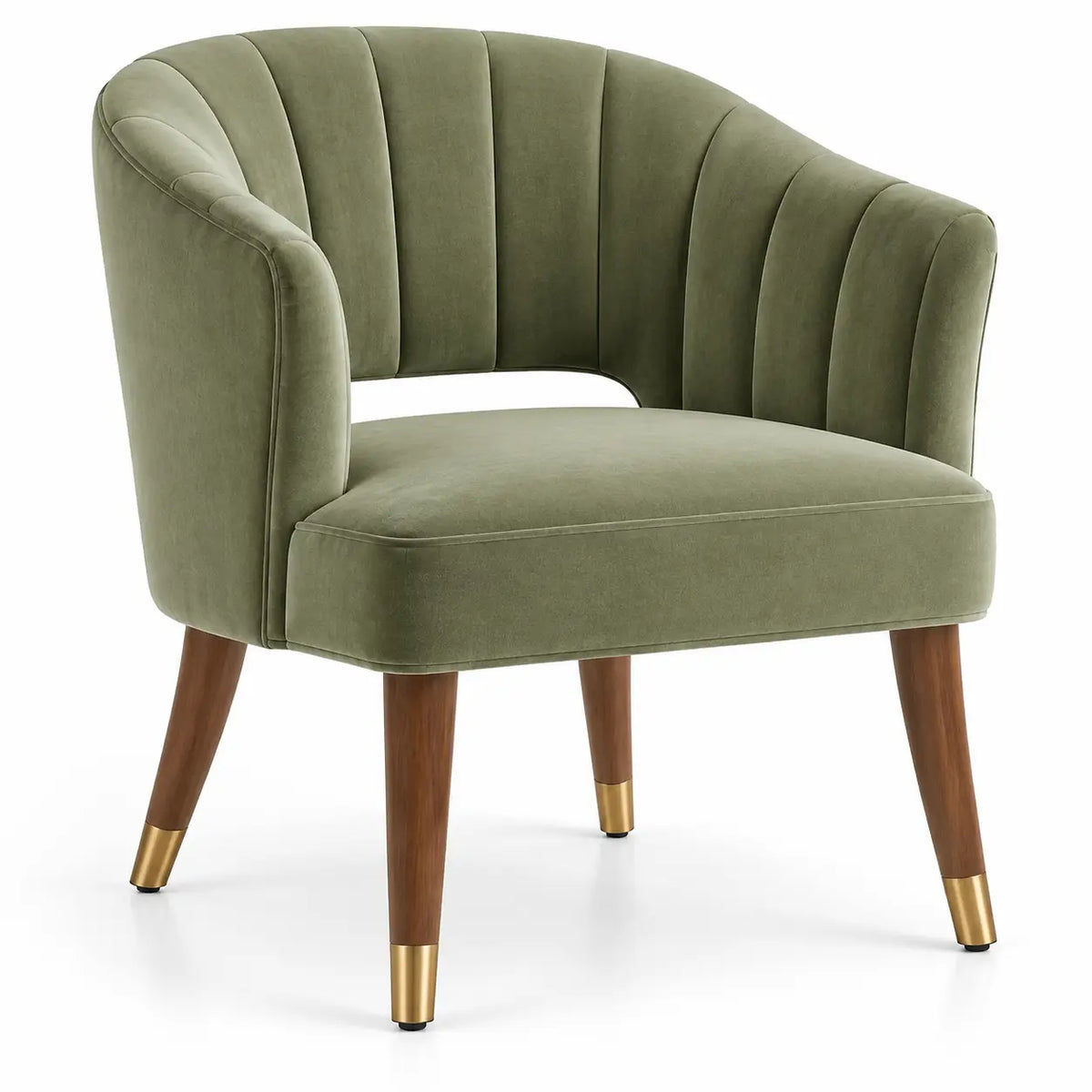 Silla con respaldo con acolchado acanalado, verde y marrón
