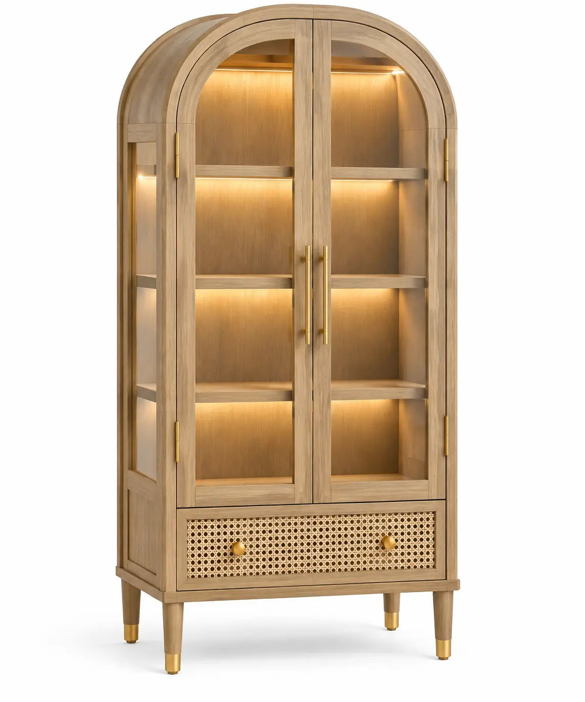 Vitrina de almacenamiento con formas arqueadas, marrón